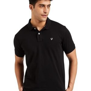 allen solly men’s polo t‑shirt | comfortable rich cotton blend, band collar, regular fit | stylish & premium all day wear